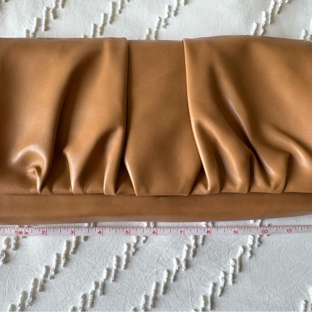 Express Tan Gathered Leather Clutch - Picture 4 of 5